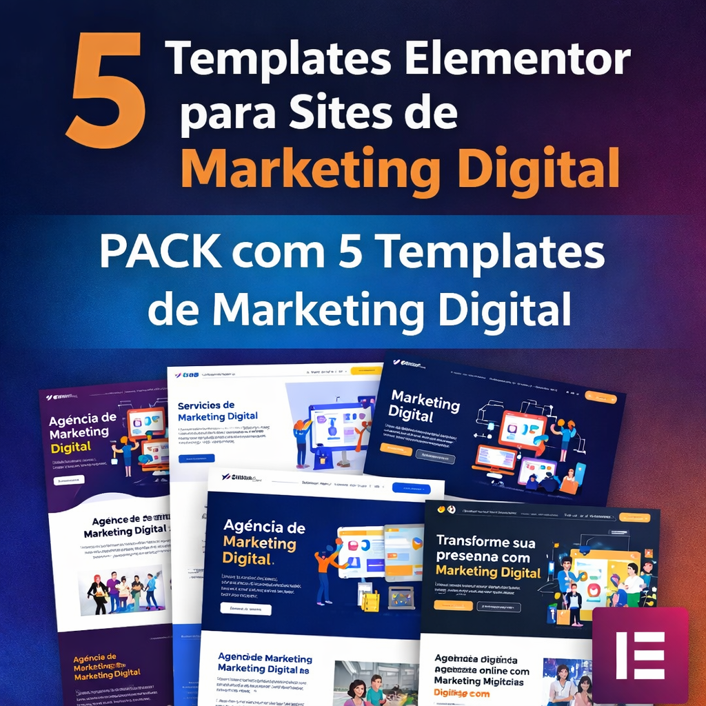 5 templates Elementor para marketing digital com layouts profissionais para criação de sites e páginas de vendas no WordPress